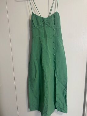 Zara Emerald Green Maxi Dress with Side Buttons
